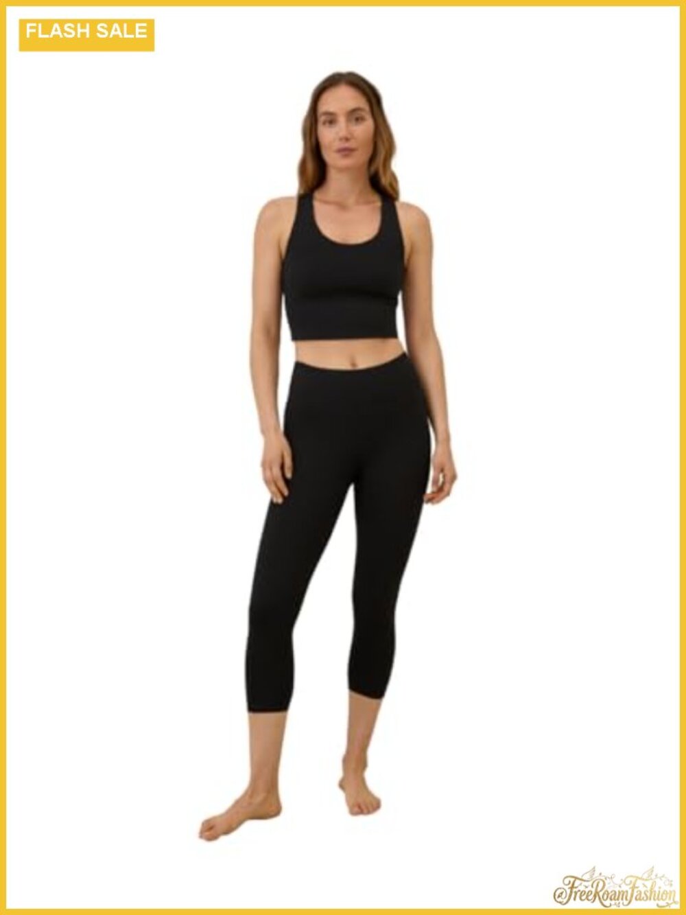 Women's Organic Cotton Cropped Leggings High Rise Everyday Yoga Pants